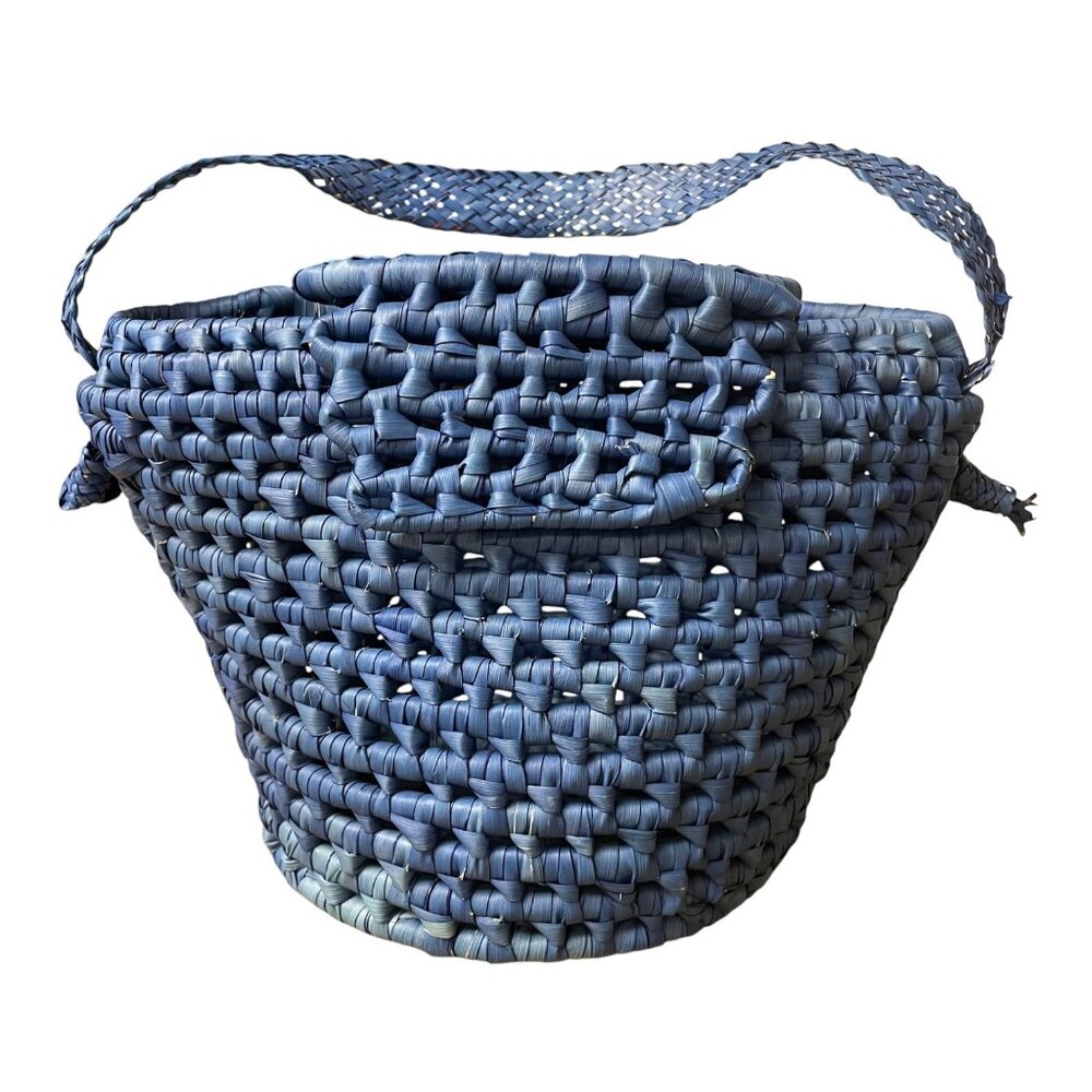 Woven Straw Weave Mini Bucket Bag Boho Festival Structured Summer Unbranded